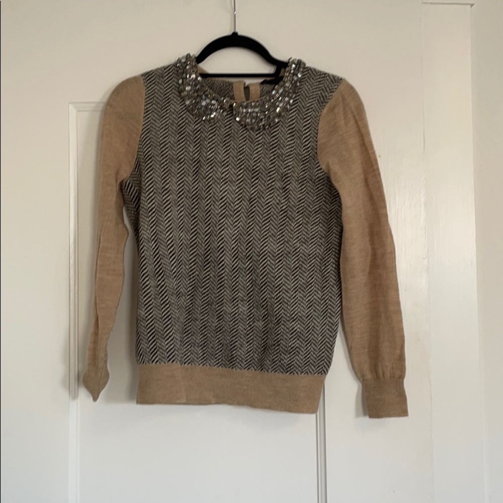 Jcrew beaded neck sweater
